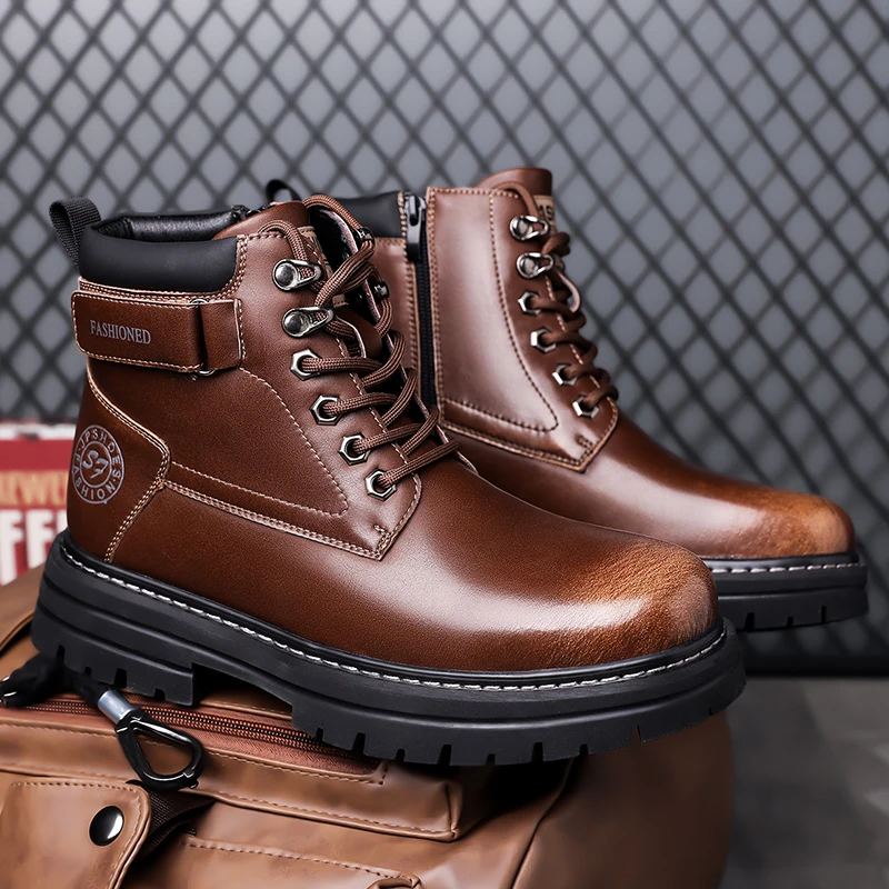 Мужские зимние ботинки из натуральной кожи