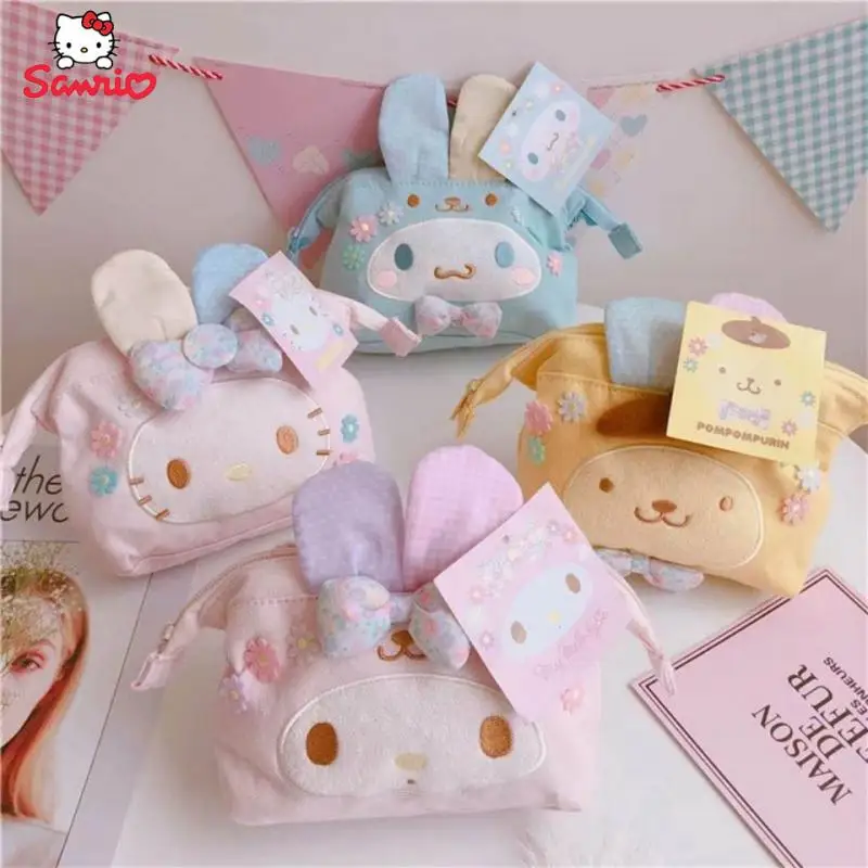 

Sanrio Hello Kitty Cinnamoroll My Melody Cosmetic Bag Canvas Storage Bag Sundries High Capacity Mini Portable Girlfriend Gift