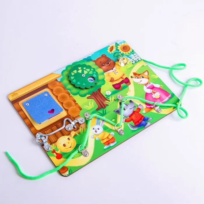 Бизиборд по мотивам русской народной сказки Колобок Лесная мастерская |