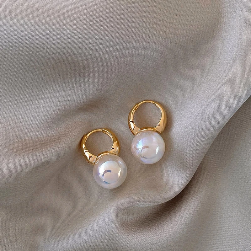 White Pearl Earring Gold Color Small Circle Pendant Drop Earrings Classic Jewelry For Women Girls Party Accessories Gifts |
