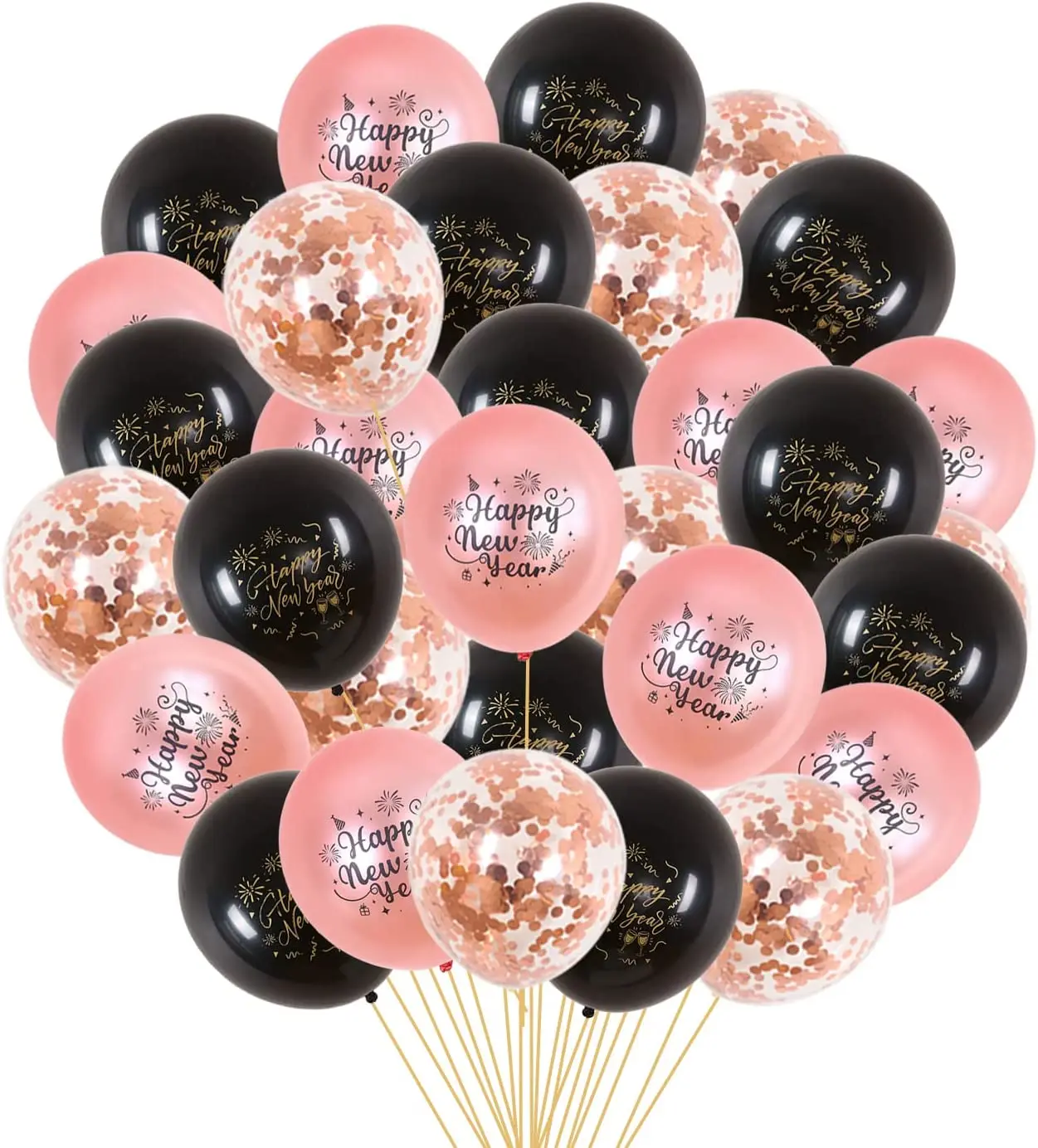 

Sursurprise 40pcs Rose Gold and Black Happy New Year Balloons Set 2023 New Years Decorations for New Years Eve Party Supplies