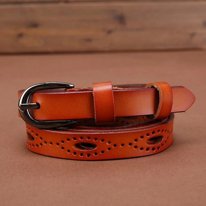 

Новинка 2023, роскошные женские ремни от известного бренда, тонкий ремень с перфорацией и пряжкой из натуральной кожи, Женский ремень с классической пряжкой, 2024