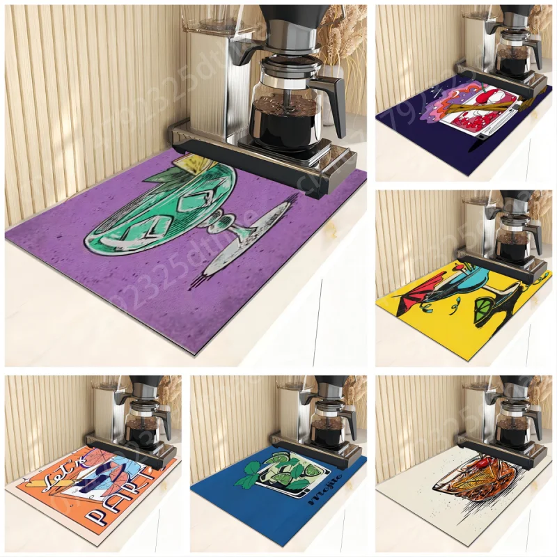 

Винтажный коврик для слива сока, супервпитывающий кухонный Антибактериальный коврик для сушки посуды, домашний декоративный коврик для кофе, бара, чашек, бутылок