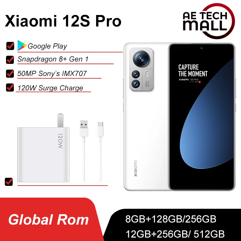  Xiaomi 12 S Pro 12 S pro Телефон Snapdragon 8 + Gen 1 + 6,73 2K AMOLED экран камера 50 МП 120 Вт Быстрая зарядка 