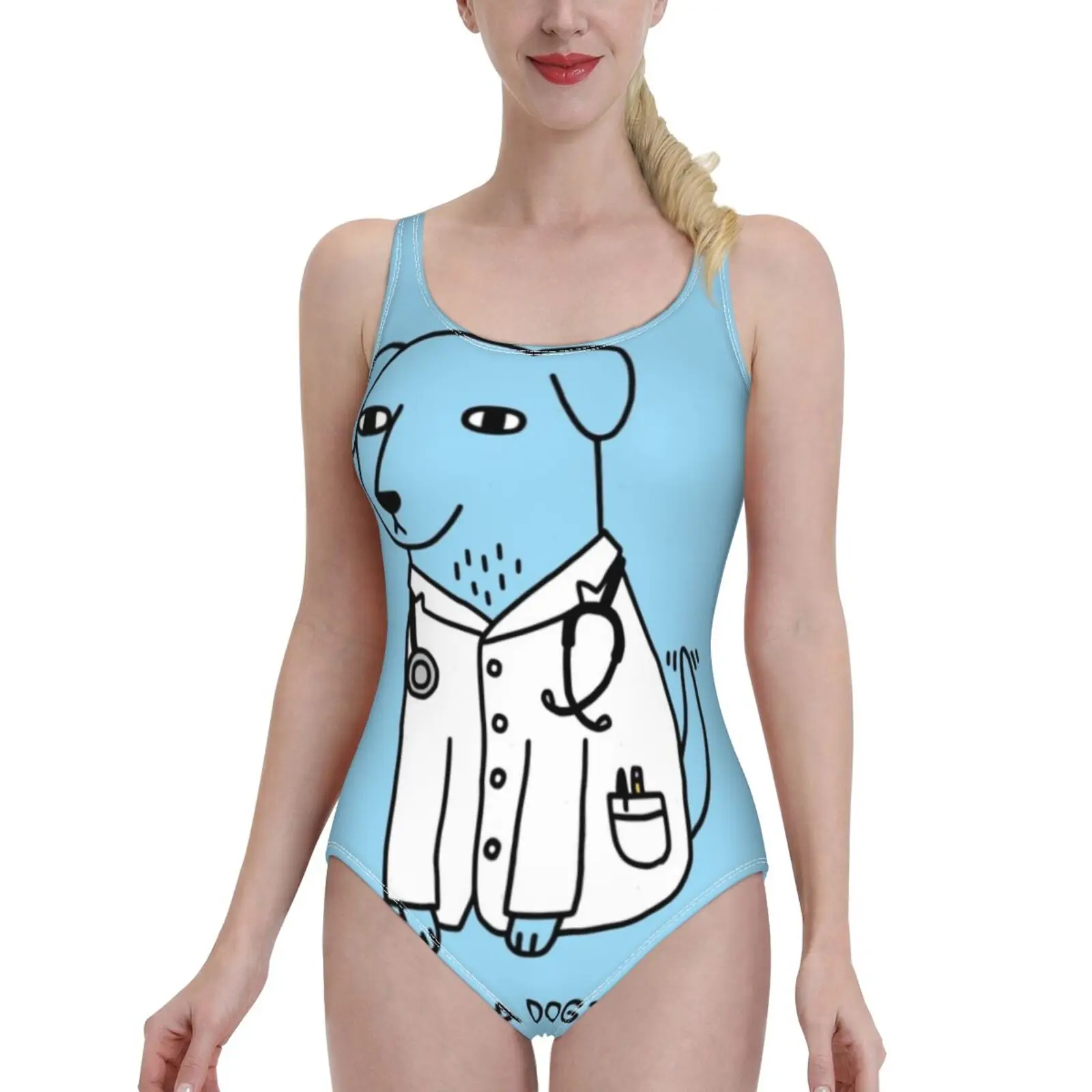 

Слитный купальник Dogtor, женский купальник, сексуальное классическое боди с открытой спиной, пляжная одежда для купания, милая забавная Одежд...