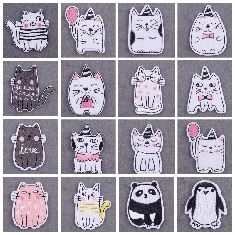 

10pcs/lot Embroidered Patch Cartoon Animal Patches For Clothing Cute Things Stripes Clothing Thermoadhesive Patches On Clothes