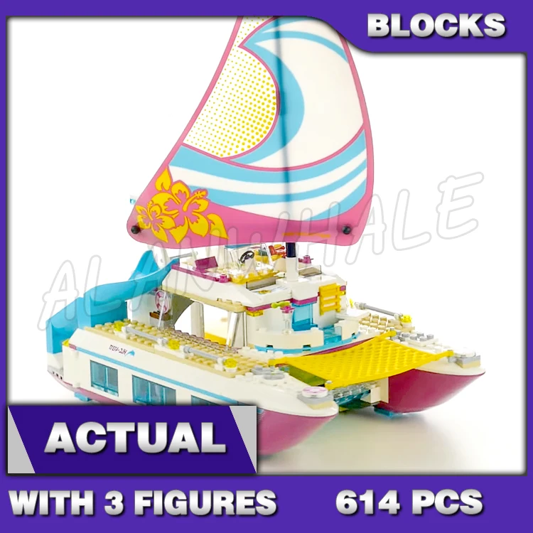 

614pcs Friends Sunshine Catamaran Yacht Sea Ship Boat 10760 Model Building Blocks Little Girls Sets Bricks Compatible with