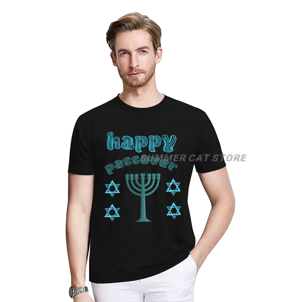 

Passover Holiday Celebration Emblem t-Shirt For Men women Short Sleeve Plain Casual Fashion Clothes