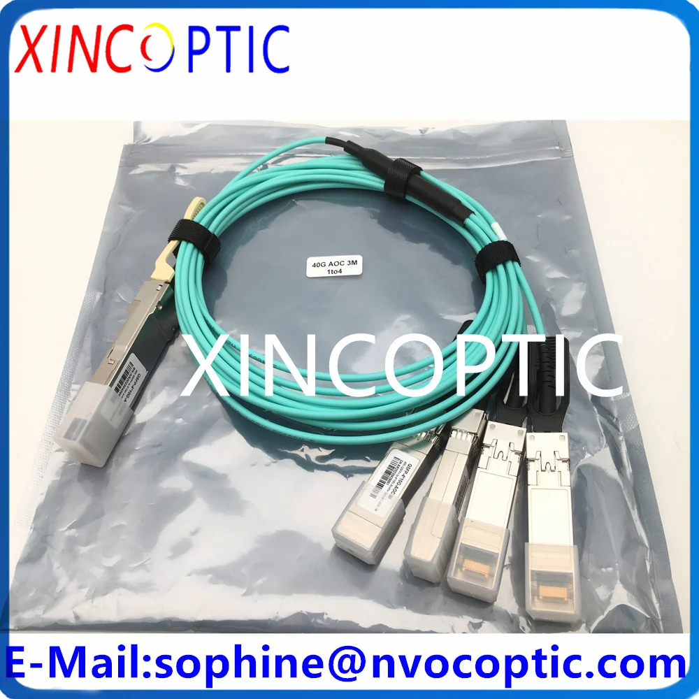 QSFP-4X10G-AOC5M 40GBase-AOC 40G QSFP до 4*10G SFP + OM3 Aqua многорежимный оптоволоконный активный
