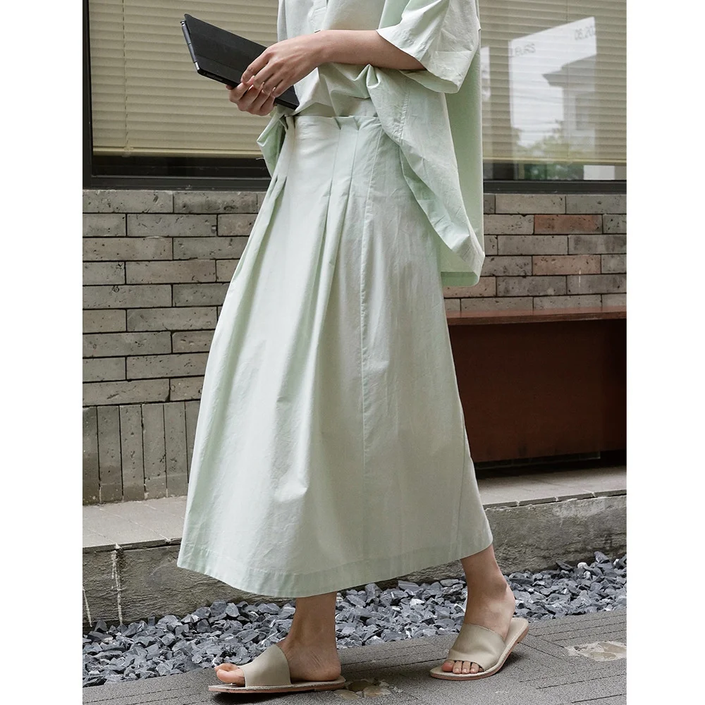 

Летняя Свободная юбка с высокой талией, новая простая тонкая крутая трапециевидная юбка в Корейском стиле с цветочным узором, длинная юбка ...