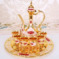 8pcsset european vintage metal wine cup kettle tray kit wedding home gifts set