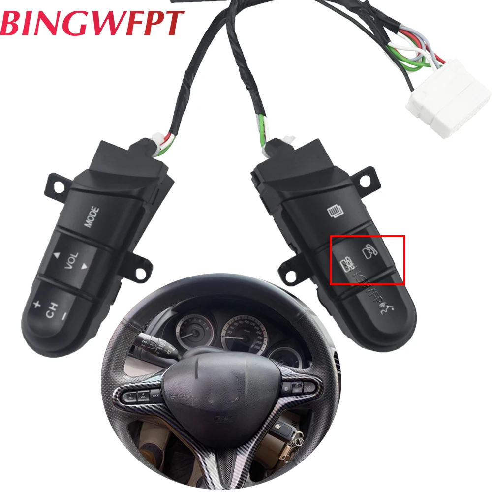 

Многофункциональные кнопки на руль для Honda Civic 2006-2011, переключатель управления громкостью аудио и музыкой, зеленая подсветка с Bluetooth