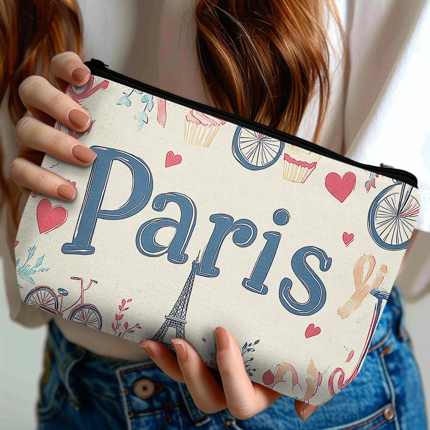 1 шт. женские косметички романтический Париж Эйфелева башня кленовый лист