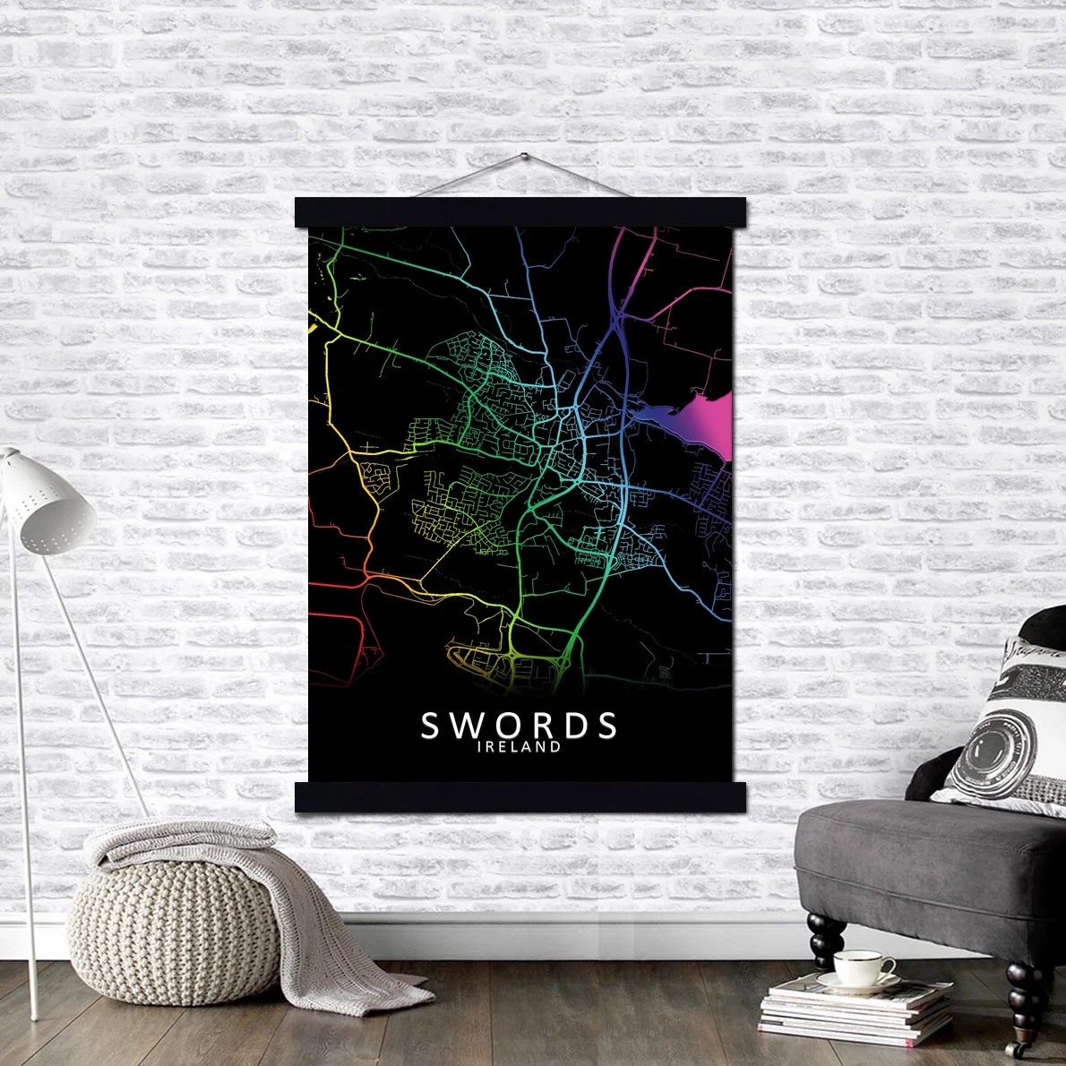 

Мечи, городская карта, холст, печать, художественные изделия, пантеры, плакат, настенное искусство с магнитной фотографией, подвесной компле...