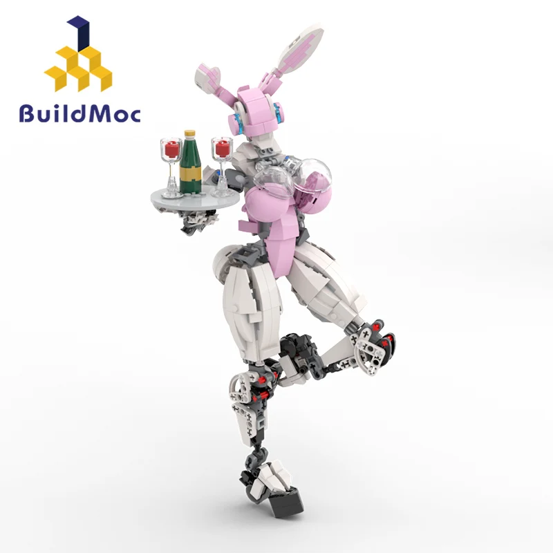 BuildMOC 468 шт. бункерная девушка-робот модель женщины Mecha с винной тарелкой украшение