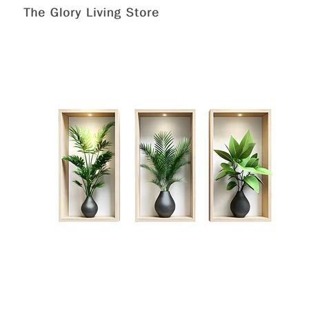 Наклейка на стену зелёные растения ПВХ