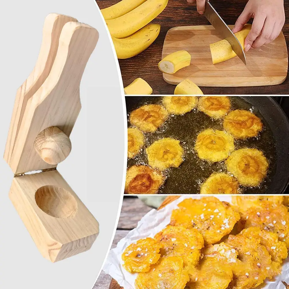 

2In1 Banana Smasher Maker Wooden Tostonera Plantain Tools Masher Reusable Fruit Gadgets Durable Meatball Press Banana Kitch J5F5