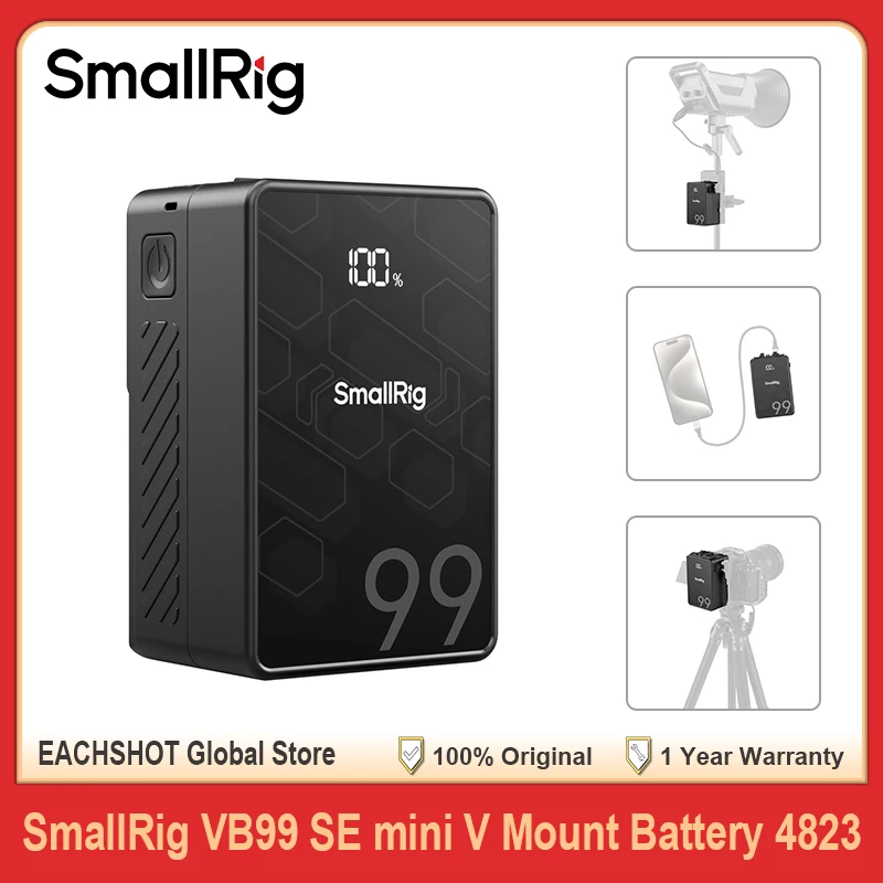 Фото SmallRig Mini V Mount Battery VB99 SE 99Wh 6800mAh V Lock Аккумулятор с выходом 65W OLED-экраном для камеры Монитор Видеосветильник №1