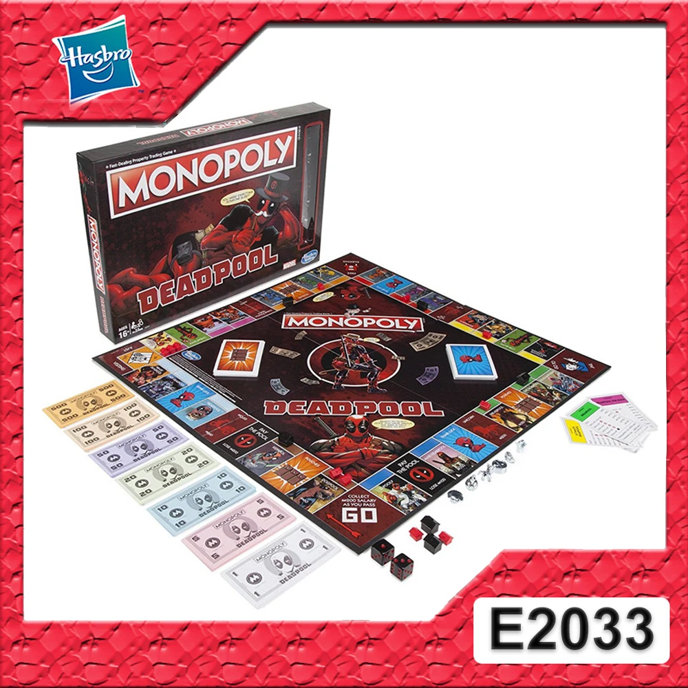

Hasbro Monopoly Game Marvel Deadpool Edition Board Game Chess Card Educational Toys for Children Kids Birthday New Year Gift