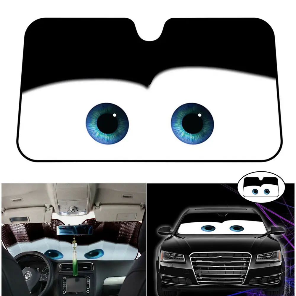 

Black Cartoon Eyes Car Window Windscreen Sun Shade Cover Auto Sun Visor 130×70cm