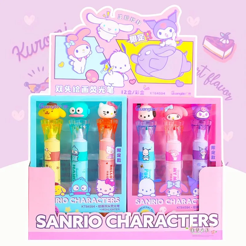 12pcs/ лот Sanrio мелодия Kuromi 6 цветов маркера двойной головы Kitty рисования