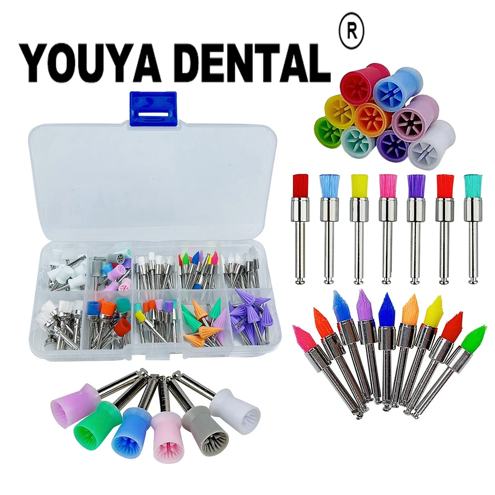 100pcs/box Dental Polisher Brushes Prophylaxis Nylon Bristle Brush Disposable Polishing Cup Teeth Whitening Dentist Tool - купить по