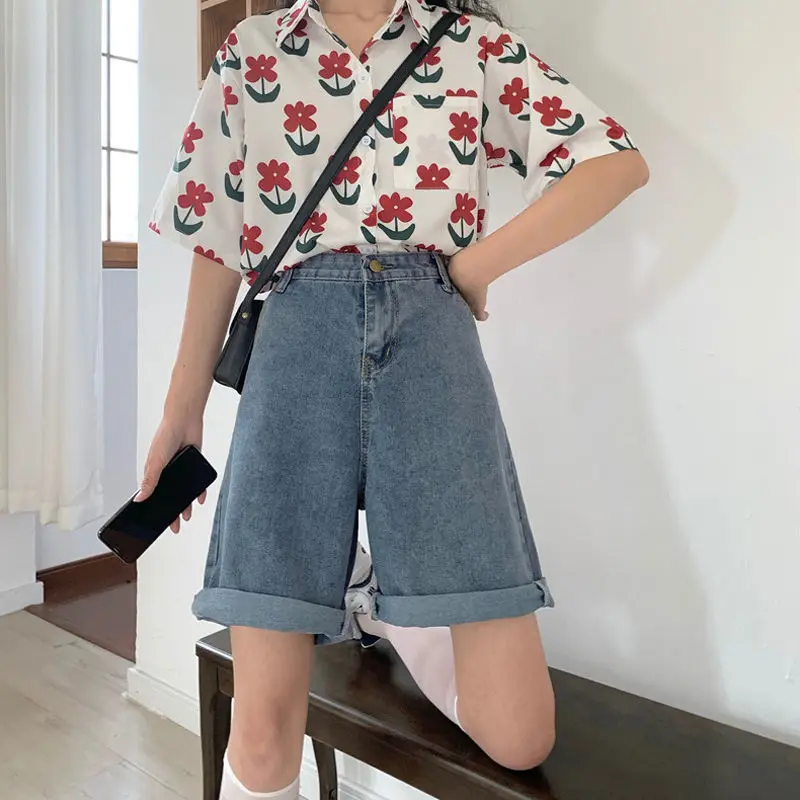 Women's Bermuda Jean Summer Woman Shorts Jeans Push Up Biker Workout Sports Denim Shorts Y2K High Waist Shorts Women Half Pants