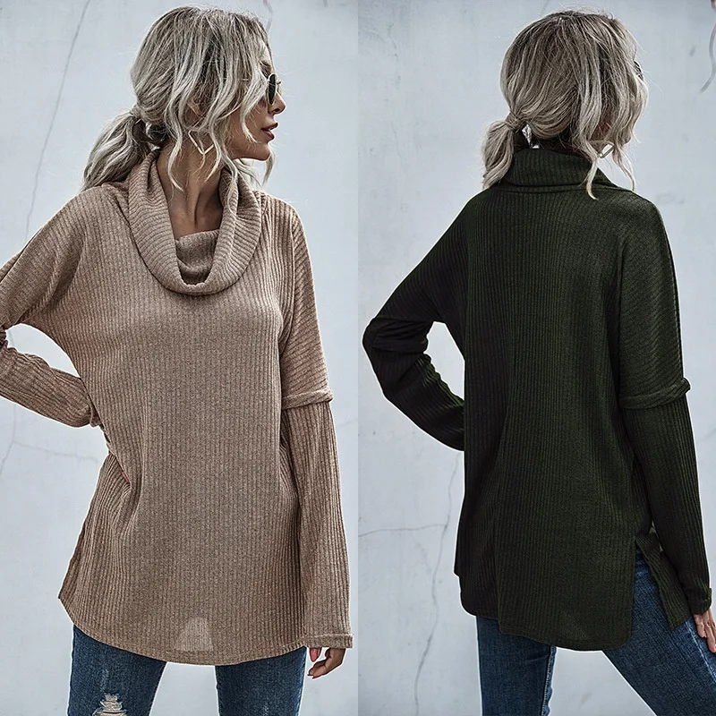 

Новинка, Модный женский вязаный свитер, женские пуловеры с воротником-хомутом, вязаный свитер на осень и зиму