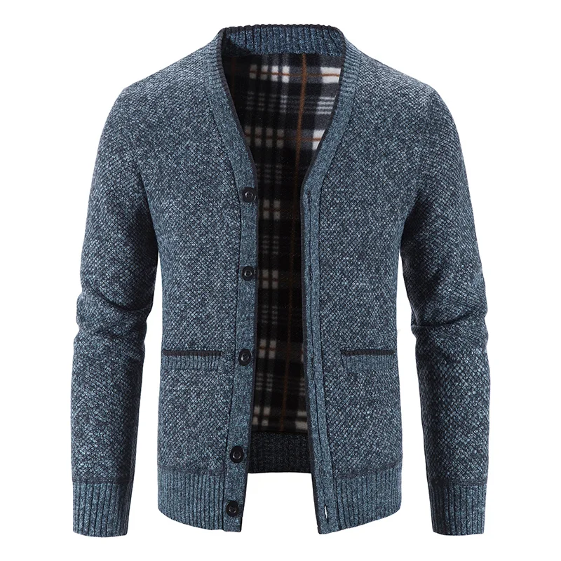 Casual Men's Knitwear Cardigan Autumn Winter Sweater Men Fashion V-neck Button Cardigan Solid Color Loose Fluff Catch Warm Coat