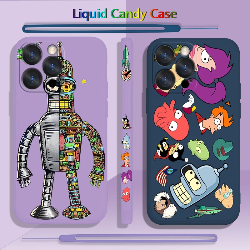 

Futurama Bender Bending For Apple iPhone 14 13 12 11 Pro Max Plus XS XR X 8 7 SE Liquid Left Rope Phone Case Capa Cover