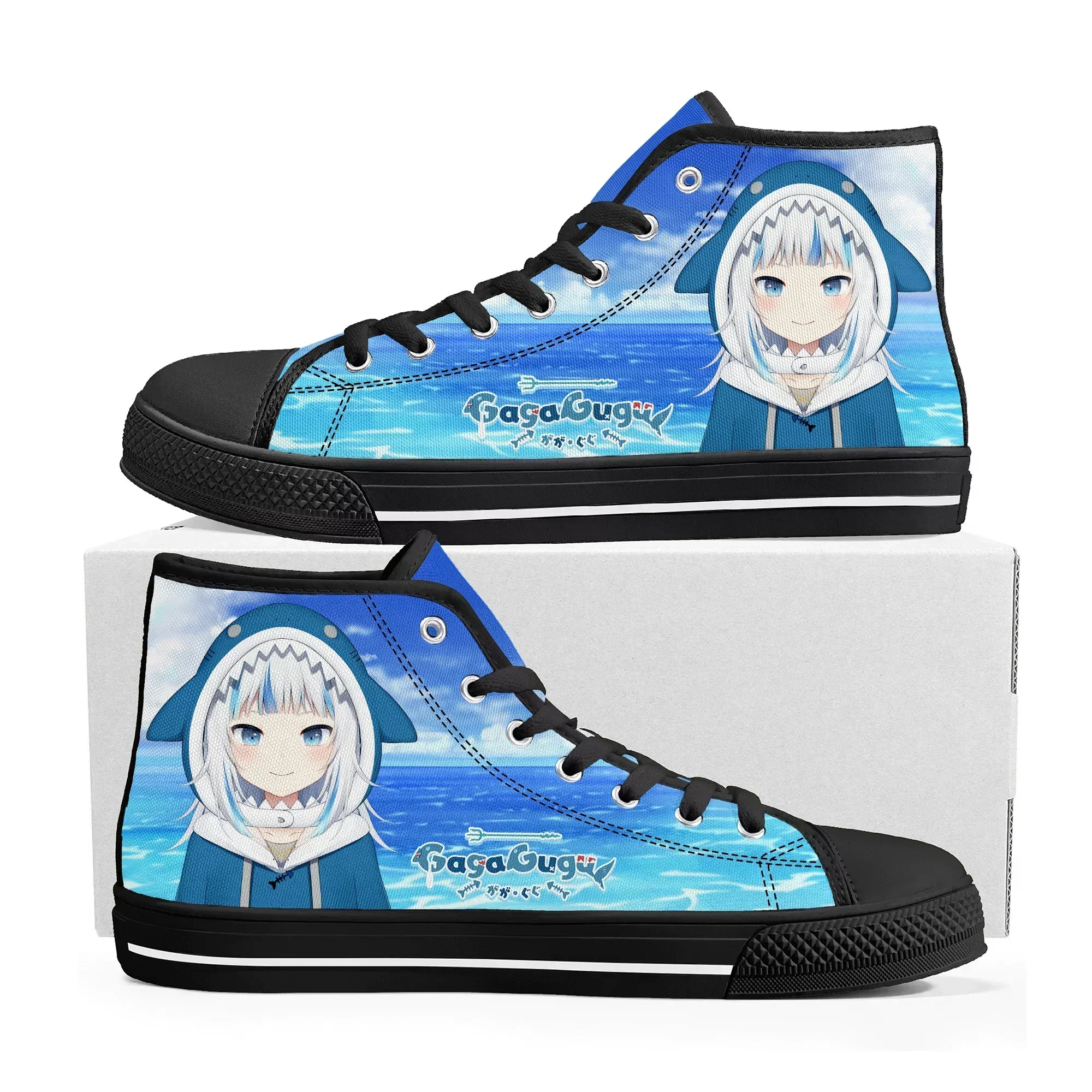 Фото Кроссовки Gauru Gura High Top для мужчин и женщин, модные, высококачественные, из канваса, с аниме-принтом, повседневные, на заказ №1
