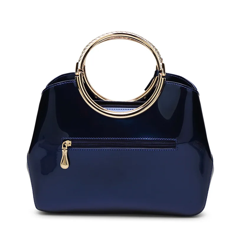 Luxury Patent Leather Women's Bag Fashion Bright Ladies Crossbody Shoulder Bag Female Ring Top Handle Handbag Evening Clutch Bag