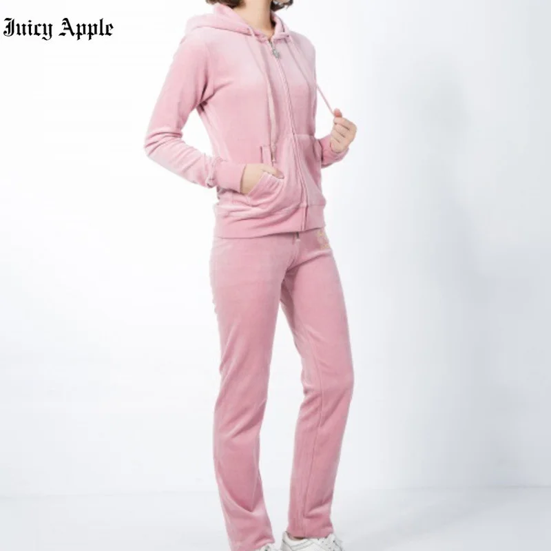 Juicy Apple Tracksuit Womens Two Peice Sets Winter Autumn Fashion 2022 Embroidery Women's Suit Velor Zipper Sweatshirts & Pants