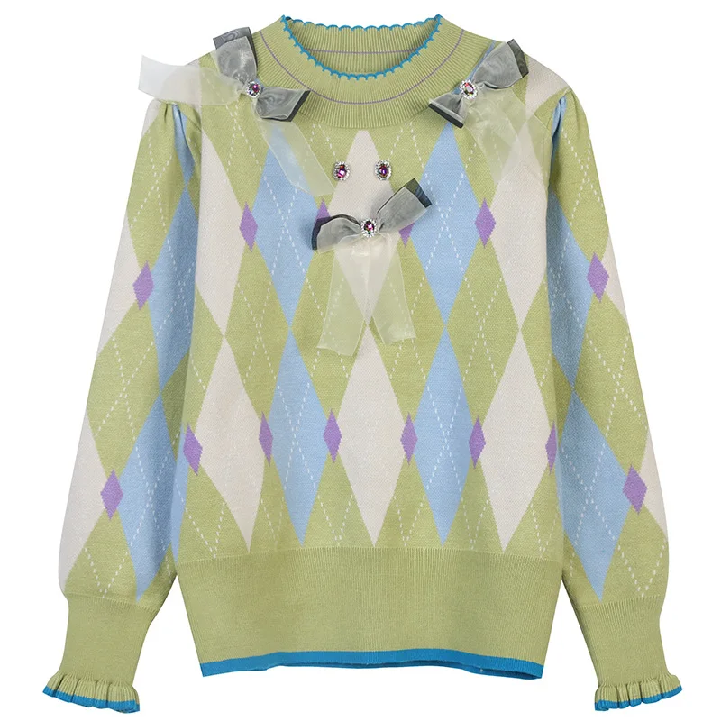 

Свитер y2k, винтажный женский модный свитер в Корейском стиле, милая модель большого размера, модель 2020 года, 2021