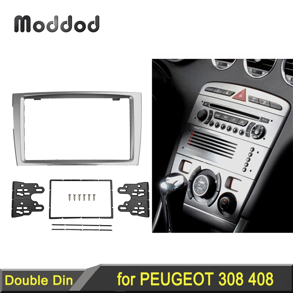 

Double 2 Din Car Radio Fascia for PEUGEOT 308 2007-2013 408 2011+ Stereo Player Panel Dash Mount Trim Installation Kit Frame