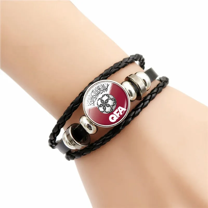 

2Pcs Leather Braided Bracelet for World Cup Trend Football Team Charm Bracelet for Men Women Sport Casual Accessories 33 Style