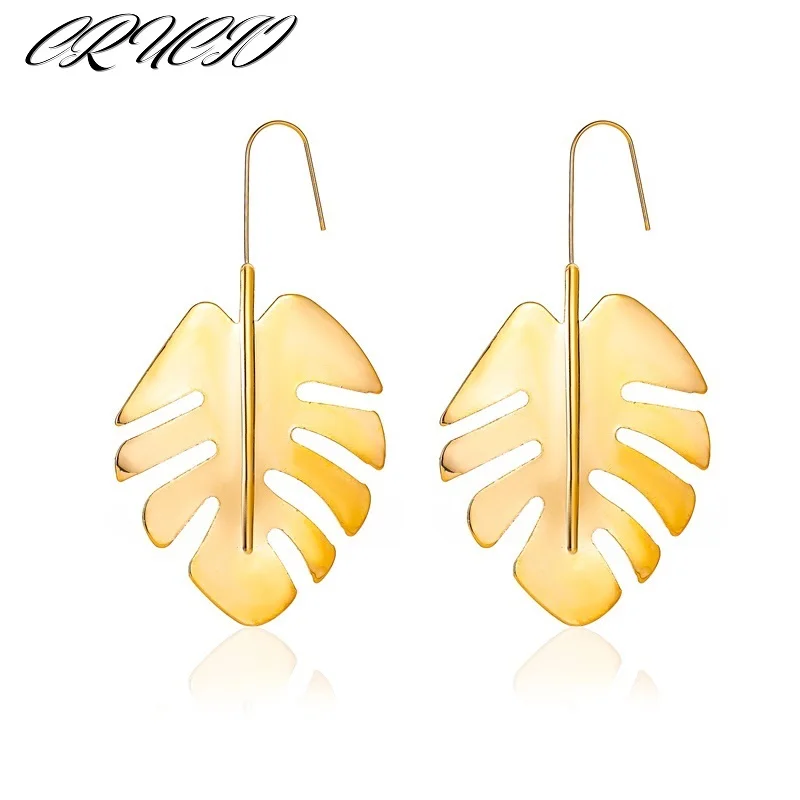 

Exaggerated Cutout Fringed Banana Leaf Long Earrings for Women Girl Metal S925 Silver Needle Kolczyki Brinco African Jewerly