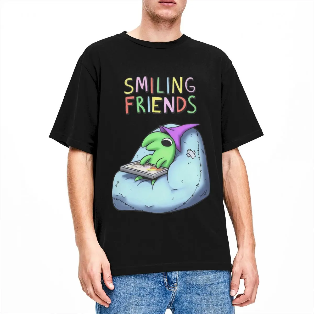 Мужские футболки Glep Smiling Friends с героями мультфильмов хлопковая одежда пляжная