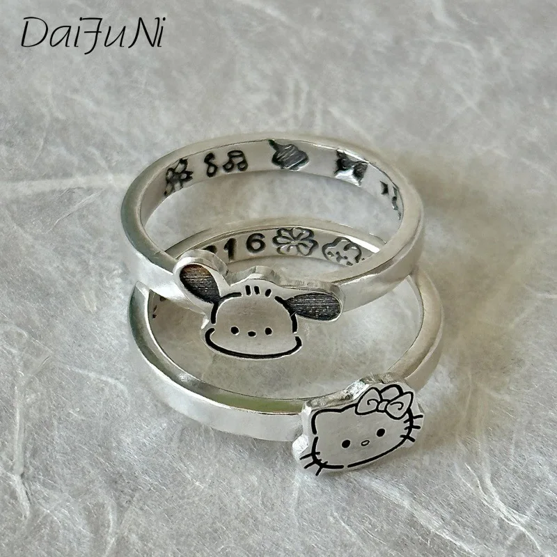 

Sanrio Kawaii Kuromi понравико мультяшное металлическое кольцо милое Аниме Y2K для девушек высокое чувство Ins простое кольцо модное кольцо для подруг пары