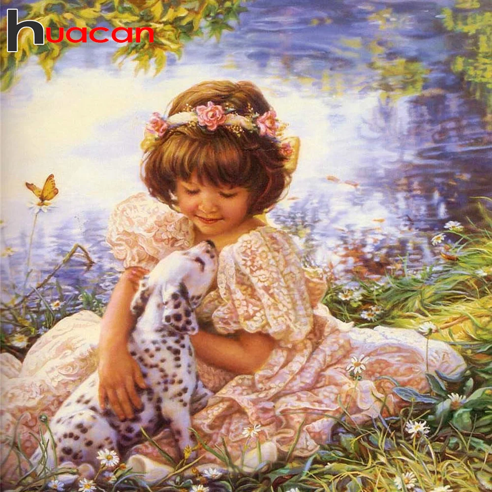 

Набор для алмазной живописи Huacan 5D «ангельская девушка», Алмазная мозаика «сделай сам», вышивка крестом, портрет, творческие хобби, Украшение стен