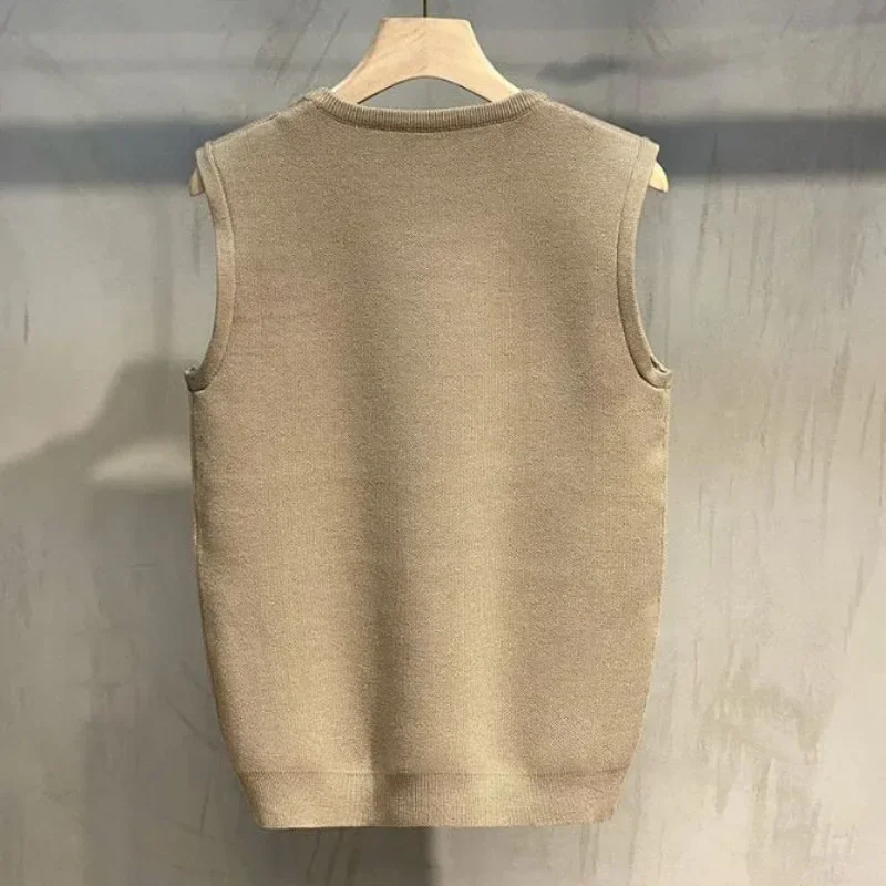 Мужская одежда жилет без рукавов вязаный свитер в стиле пэчворк мужской