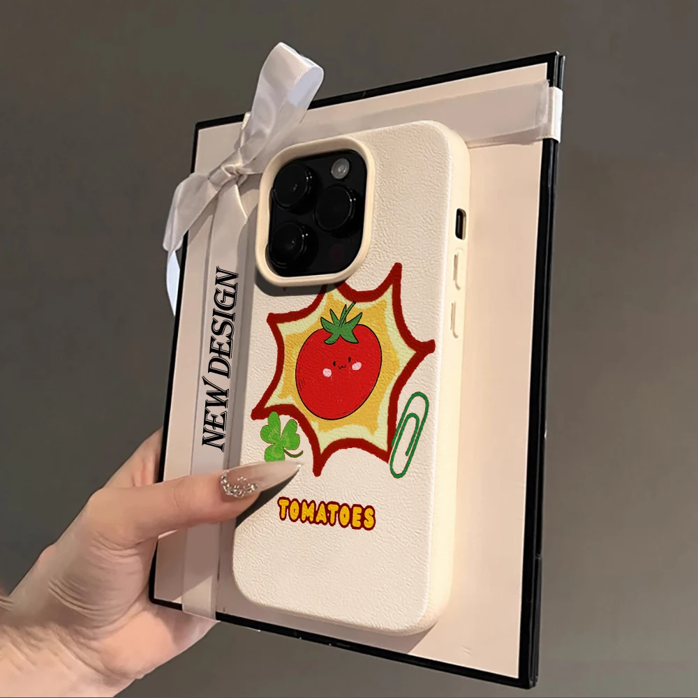 Фото Чехол с иллюстрацией свежих томатов для iPhone 17 Air 16 15 14 13 12 11 Pro Max Plus X, тонкий защитный чехол с текстурой личи №2