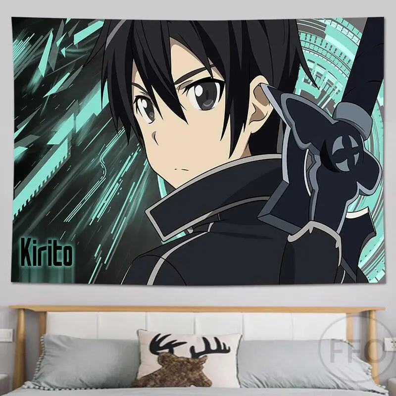 

Забавный меч искусство онлайн аниме гобелен настенный эстетический Декор для комнаты мультфильмы манга гобелен Искусство Плакат Украшени...