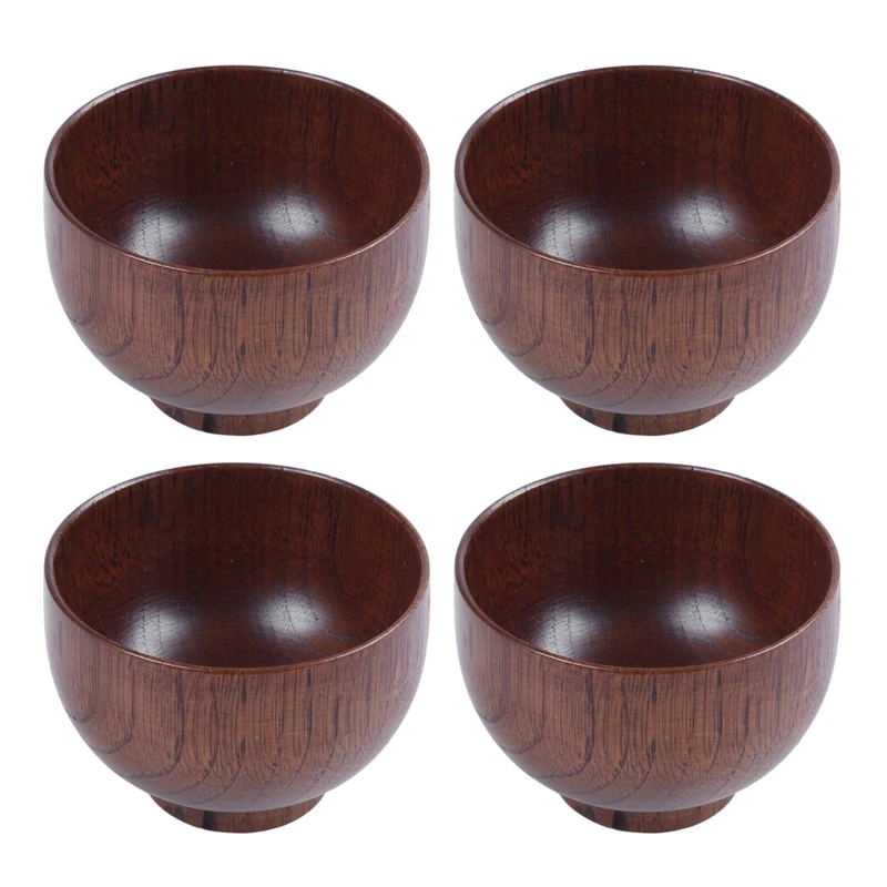 

Деревянные чаши в 4 раза, деревянная суповая чаша, контейнер для здорового питания, винтажный обеденный фон
