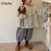 criscky baby girls cotton blouse shirts fashion children kids toddlers rufflles solid tops clothes spring autumn cute clothes