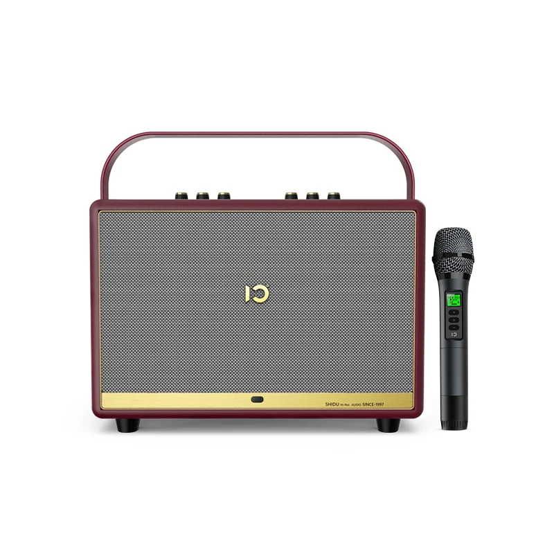 

SHIDU 100W Output Wood Case Portable Home Karaoke System Bluetooth Sound Equipment/Amplifiers/Speakers with Wireless Microphone