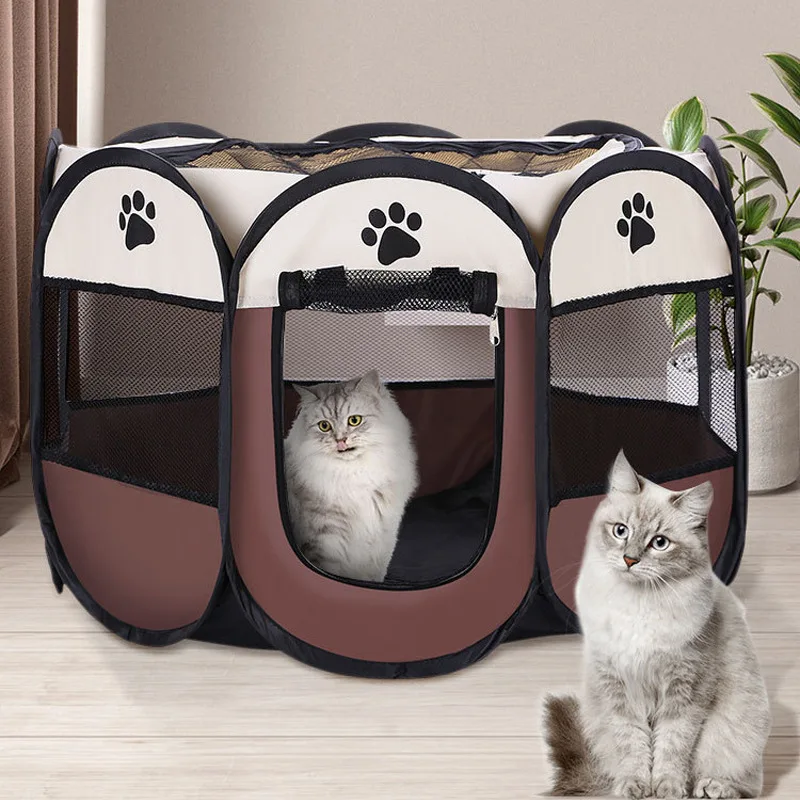 

Pet Cage Portable Pet Tent Folding Dog House Cage Cat Tent Playpen Puppy Kennel Easy Operation Octagonal Fence Large Dogs House