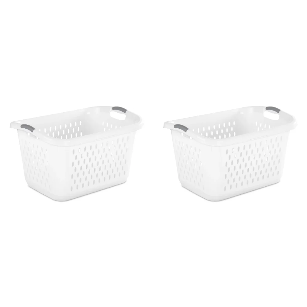 

Sterilite 2.7 Bushel Jumbo Plastic Laundry Baskets, White, 2 Pack laundry basket storage basket