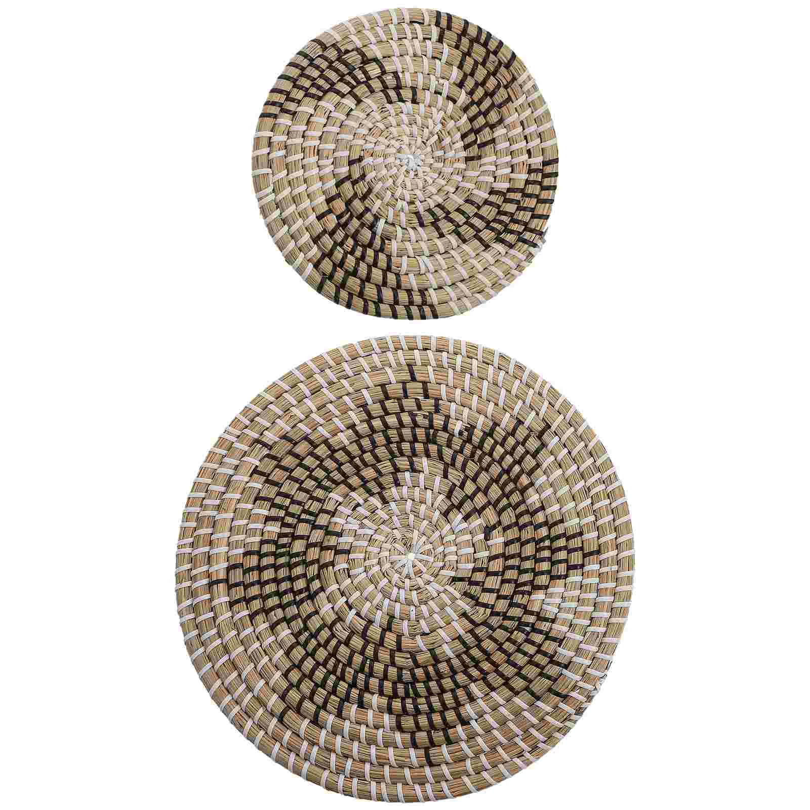 

Wall Decor Basket Hanging Pendant Wicker Baskets Woven Ornament Weave Simple Flat Round Home Decoration Hangings Backdrop Adorn