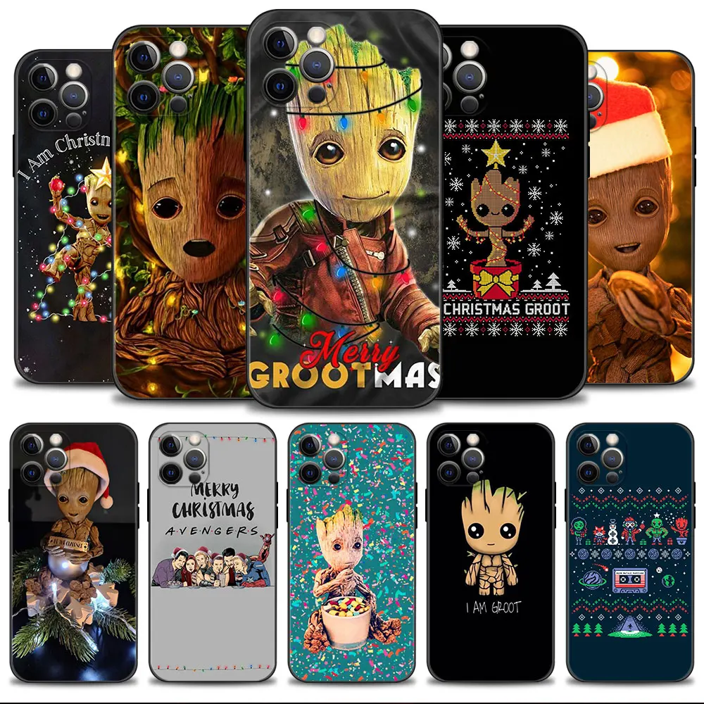 

Marvel Merry Christmas Avenger Groot Case For Apple iPhone 14 13 12 11 Pro Max 13 12 Mini XS Max XR X 7 8 Plus 6 6S Shell Cover